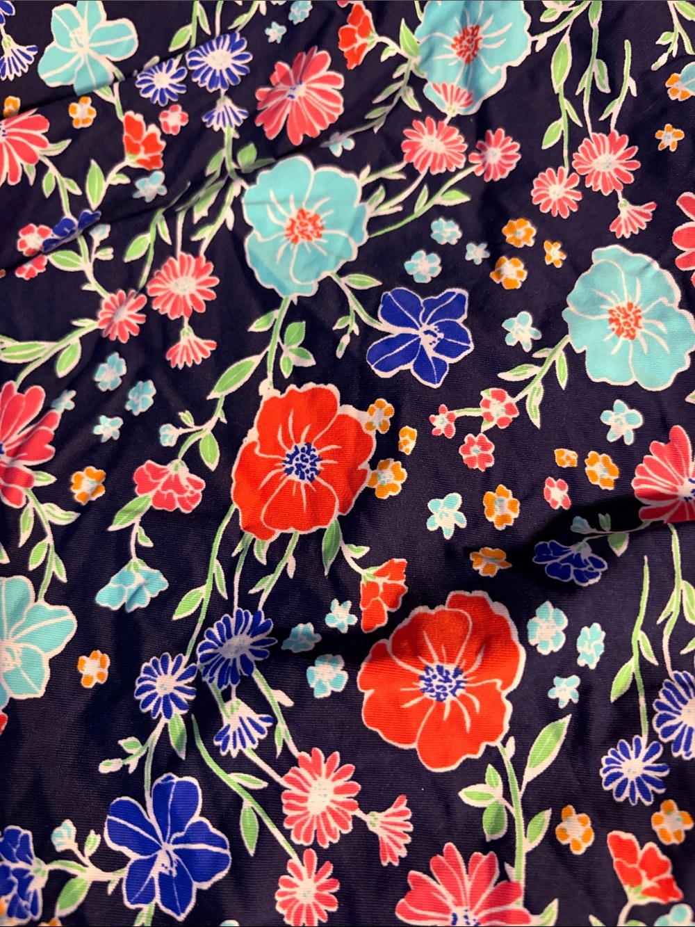 Anne Cole Navy Floral Halter Swim tankini with Coral & Aqua Flowers - Picture 5 of 5